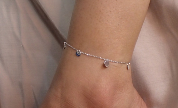 【TommassiniJewelry】 Dainty Disc Dangle anklet Dainty Disc Dangle Anklets*dangle Drop Anklets*charm Anklets