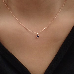 14k Rose Gold Sapphire Necklace / September Birthstones Gift / Natural Gemstone 3.5 mm / Bezel Set Necklace
