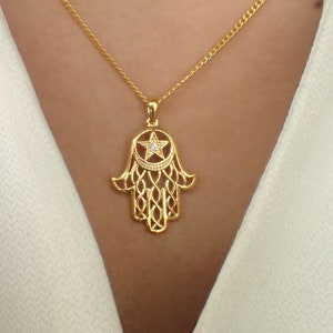 Naszyjnik z Ręką Hamsa / Ręką Fatimy / Naszyjnikiem Ochronnym / Naszyjnikiem Szczęścia / Prezentem dla Niej z Urokiem Hamsa