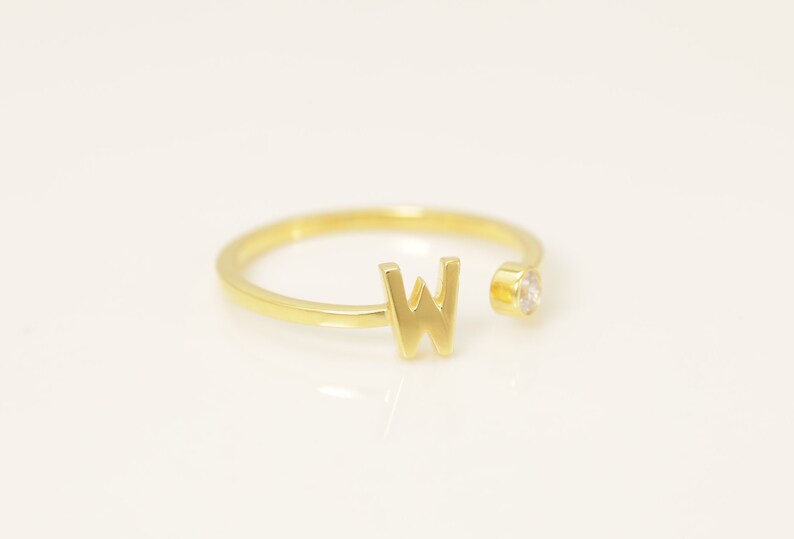 Personalized W Initial Rings, Open Cuff Ring, Dainty Initial Ring ...