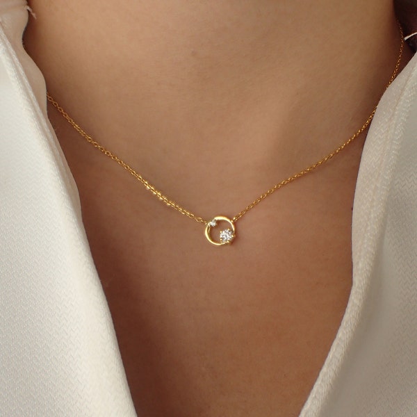 Karma Necklace / Diamond Circle Necklace / Cluster Necklace / Minimalist Necklace / Layering Necklace