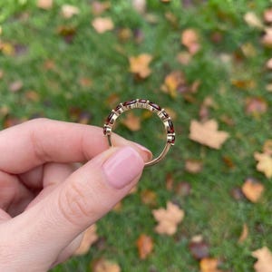 Dainty Garnet Eternity Ring | 14K Gold Stacking Band | January Birthstone Marquise & Round Red Gemstone Delicate Wedding Anniversary Gift image 15
