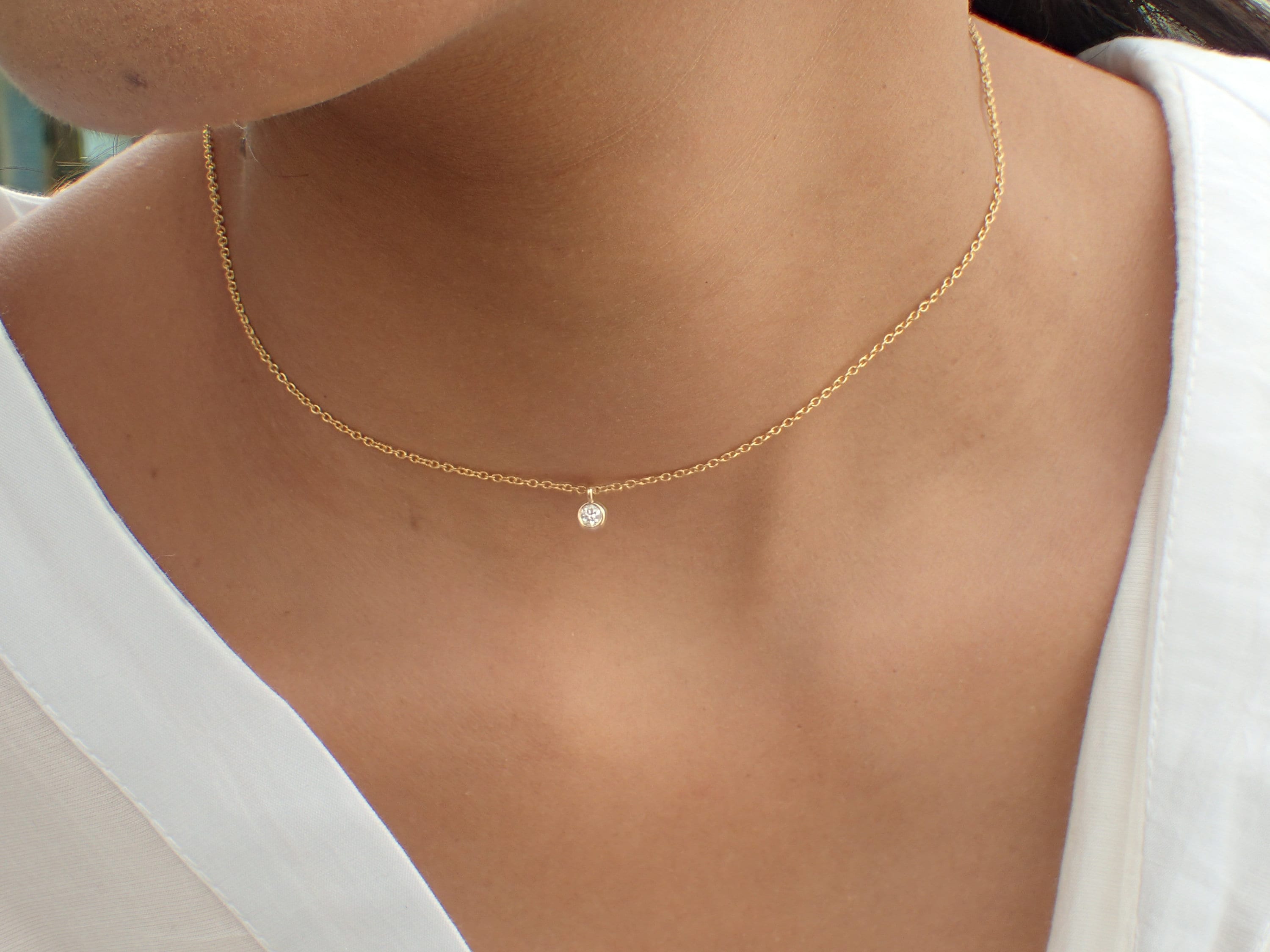 Solitaire diamond on sale choker necklace