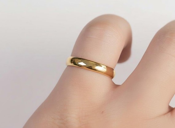 3mm Gold Plated Tungsten Carbide Wedding Band - Half Dome Polished Ring, Size 5.5, Comfort Fit With Velvet Pouch - View #5