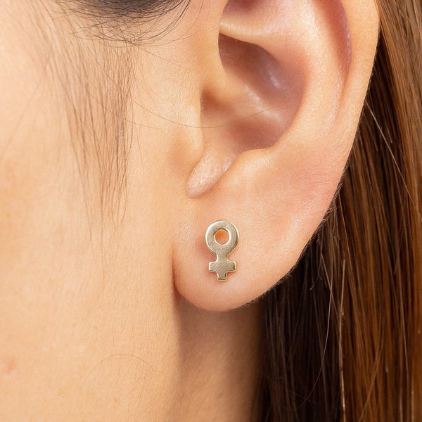 Mars Venus Stud Earrings, Venus Earrings, Venus Symbol Stud Earrings,  Minimalist Earrings For Women