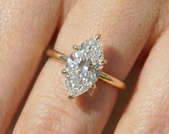 Marquise Moissanite Travel Engagement Ring, Vacation Ring, Backup Wedding Ring, Replacement Engagement Ring
