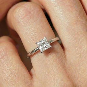 Classic Princess Cut Diamond Solitaire Engagement Ring | 14K Gold Proposal Ring | Timeless Bridal Fine Jewelry Gift
