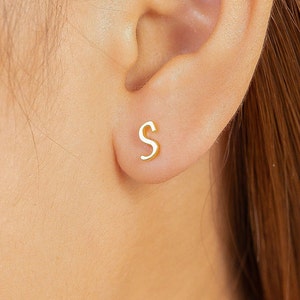 Initial Stud Earrings, Alphabet Earrings, Sterling Silver Personalized Custom Earrings, Minimalist Studs