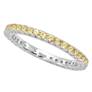 Sapphire Thin Band, Yellow Sapphire Full Eternity Band, Micro Pave Eternity Ultra-Thin Band, 14k Gold Thin Band