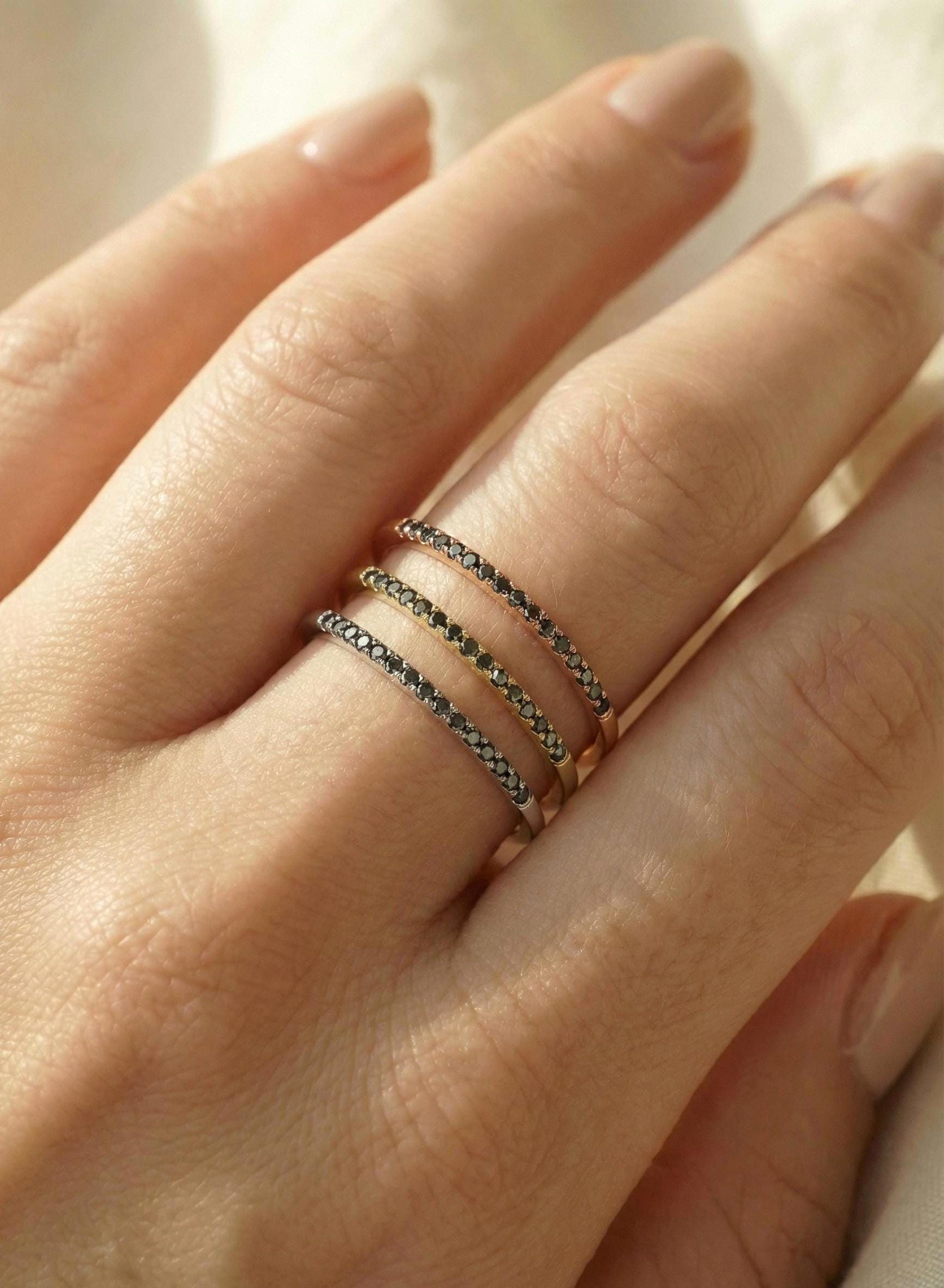 diamond bands black diamond stackable ring