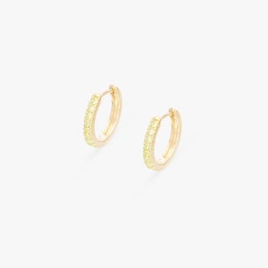 Peridot Hoop Earrings, August Birthstone Gifts, Huggies Hoop Earrings, Minimal Hoop Earrings image 3