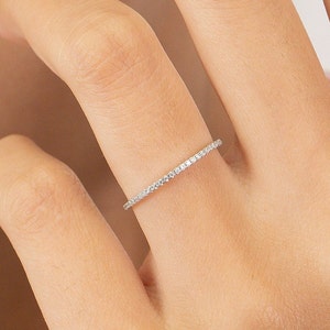 Micro Pave Diamond Wedding Band, Full Eternity Stackable Ring, Diamond Wedding Ring, Anniversary Gifts