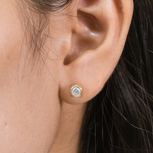 Bezel Set Diamond Stud Earrings, Solitaire Earrings Gift for Women, Diamond Bezel Studs, Wedding Earrings Gift for Her