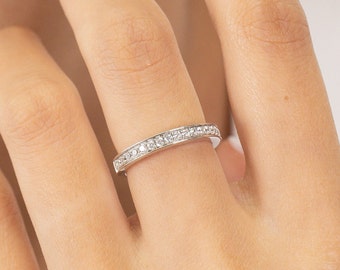 Channel Set Diamond Wedding Band, Half Eternity Stackable Ring, Diamond  Wedding Ring, Anniversary Gifts