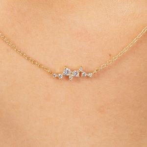 Diamond Cluster Necklace, Minimalist Layering Necklace, Dainty Cluster Necklace, Gift for Her