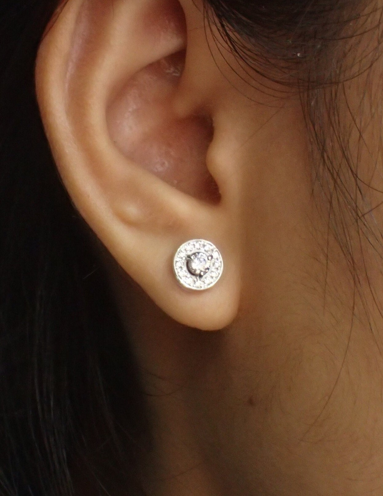 ハロースタッドピアス / ダイヤモンドピアス / 金メッキピアス