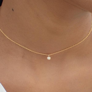 Diamond Choker Necklace Solitaire Necklace 18k Solid Gold