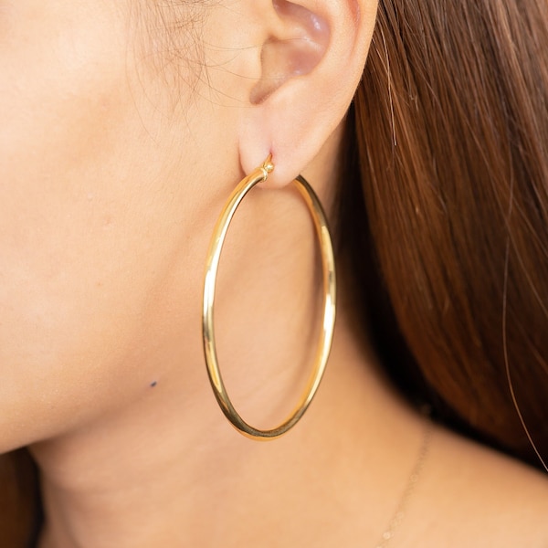 60mm Hoop Earrings, Large Hoop Earrings for Women, Statement Hoops, Classic Modern Hoop Earrings, In Stock