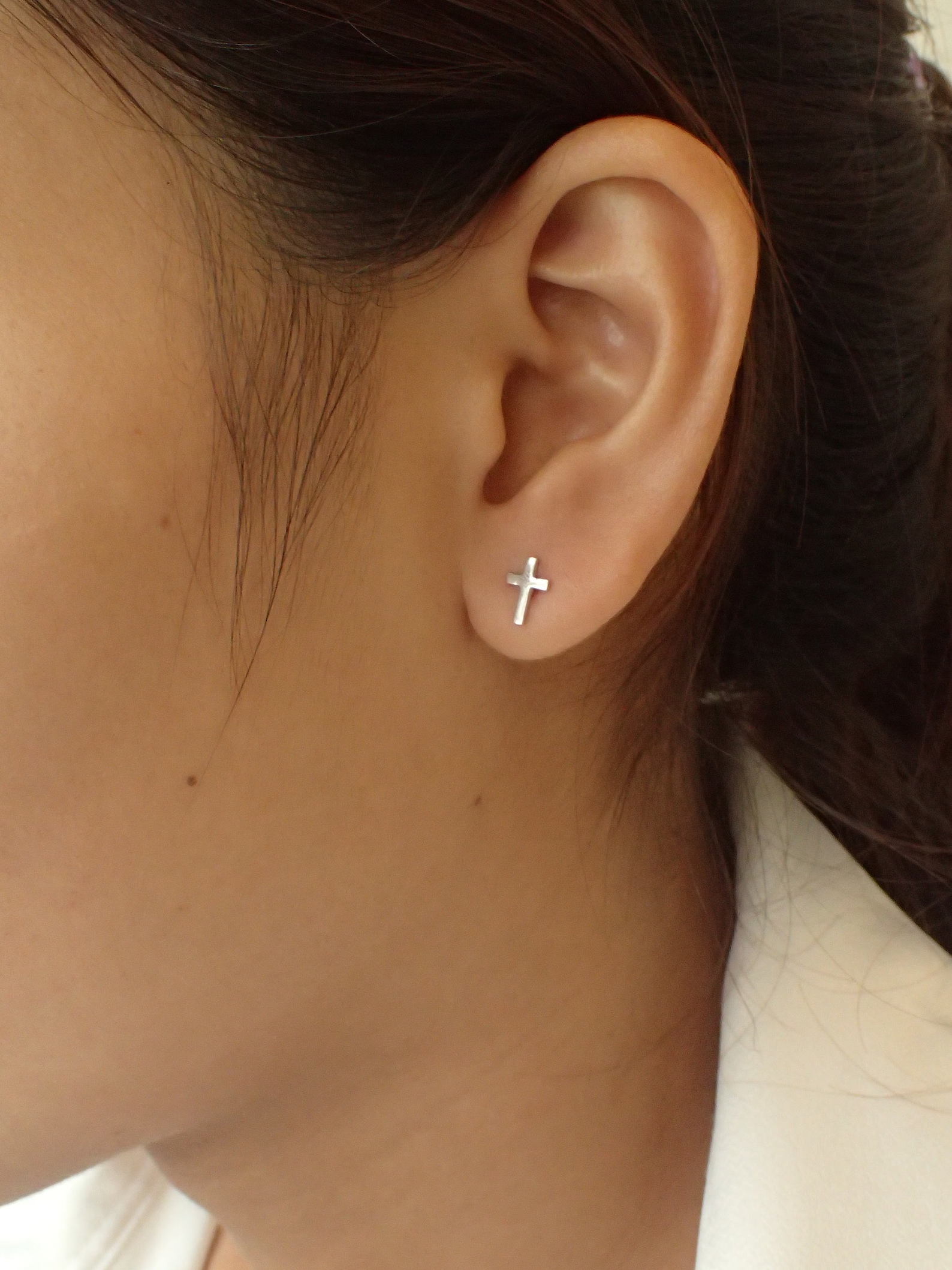Cross Stud Earrings / Tiny Cross Earrings in Sterling Silver / Etsy
