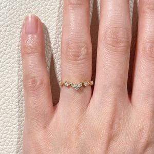 Vintage Moissanite Wedding Ring, Unique Curved Band, Vintage Anniversary Ring Gift for Women image 4
