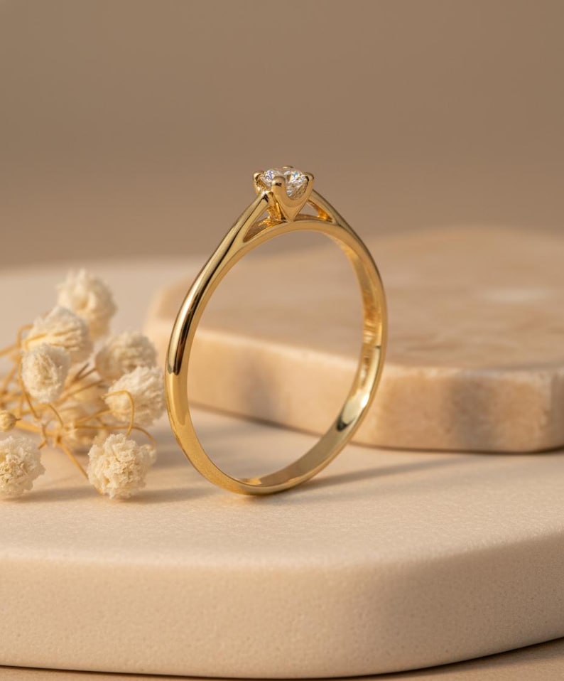 2.5mm Moissanite Engagement Ring, Bridal Wedding Ring Gift for Her, Solitaire Ring for Women, Anniversary Gift image 4