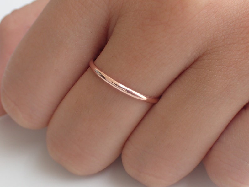 1.8mm Simple Thin Plain Wedding Band, 14k Solid Gold Smooth Plain Band, Thin Dainty Band, Stackable Gold Band image 9