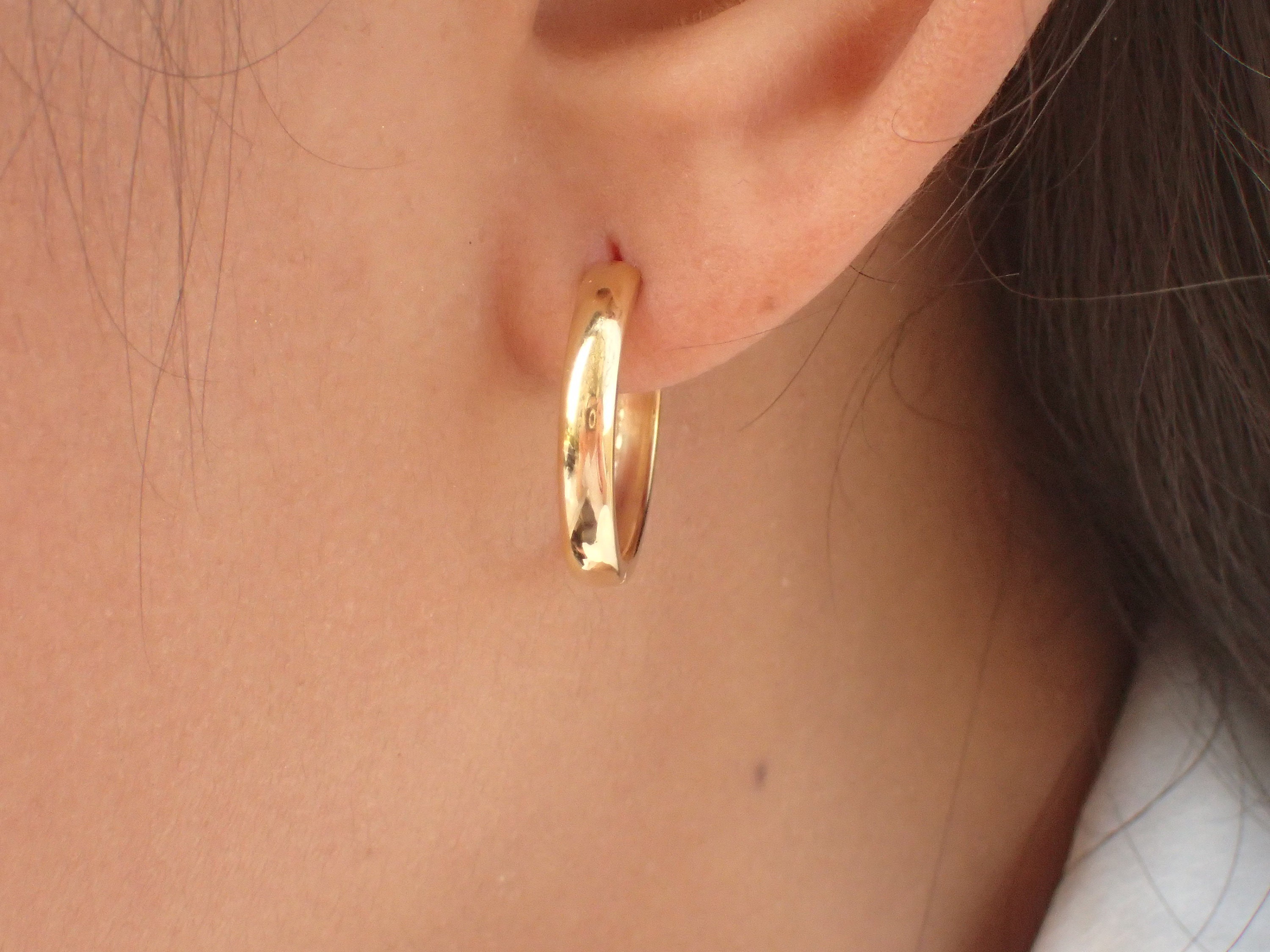 Hoop Earrings Minimalist Hoop Earrings for Women 14k Solid Gold Thin Hoop  Earrings No Stone Gold Earrings - Etsy