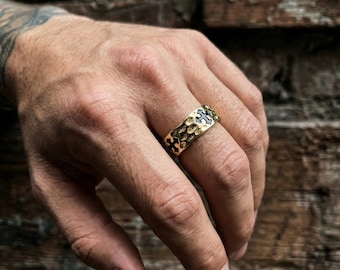 Anillo de cruz martillada, anillo de cruz para hombre, anillo de bautismo, anillo de cruz minimalista, anillo cristiano, alianza de boda para hombre