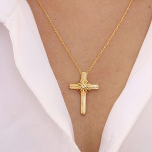 Cross Necklace, Sterling Silver Dainty Cross Pendant, Christian Cross Necklace, Baptism Gift, Religious Jewelry Gift for Her