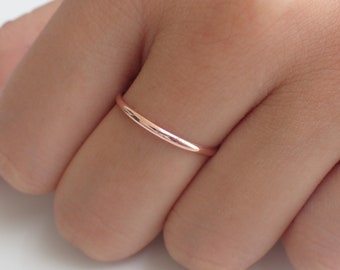 1.8mm Simple Thin Plain Wedding Band, 14k Solid Gold Smooth Plain Band, Thin Dainty Band, Stackable Gold Band