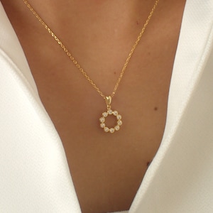 Bezel Set Circle Necklace / Crystal Circle of Life Necklace / Diamond Layered Necklace / Bridesmaid Gift
