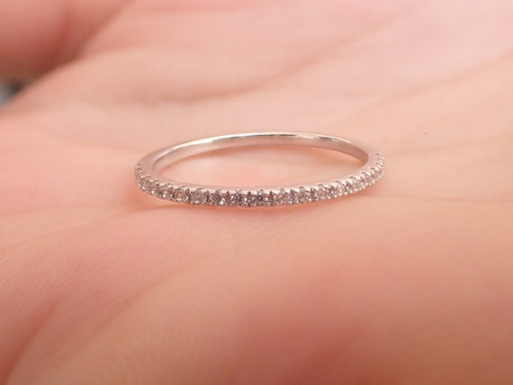 Platinum Diamond Ring Full Eternity Diamond Wedding Band 1.3MM