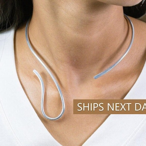 Minimalist Neck Cuff, Collar Choker Necklace, Statement Necklace, Adjustable Choker Collar Gift for Her