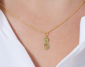 Personalized Pineapple Necklace / Pineapple Initial Necklace / Summer Custom Necklace / Pineapple Charm Necklace for Girls