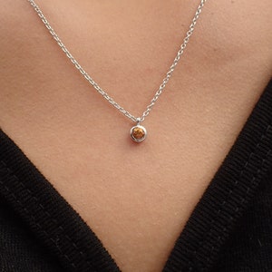 Bezel Set Citrine Necklace, 14k Solid Gold Bezel Set Necklace, November Birthstone Gift, Bridesmaid Necklace, Anniversary Gift