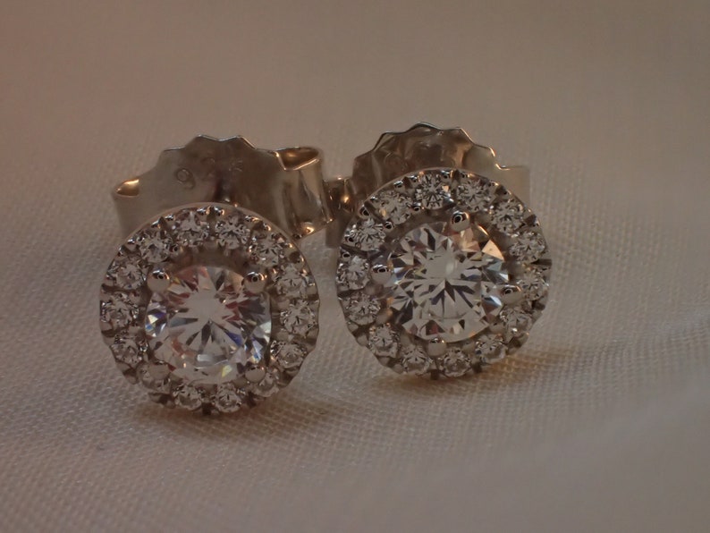 Minimalist Halo Stud Earrings / Diamonds Halo Earrings / Minimalist Earrings / Classic Earrings / Bridesmaid Gift image 3