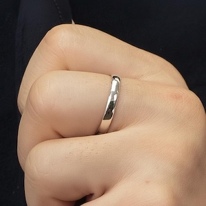 Platinum Ring, 3mm Plain Wedding Band, Men's Women's Platinum Wedding Band, Simple Thin Plain Wedding Ring, Rounded Wedding Band