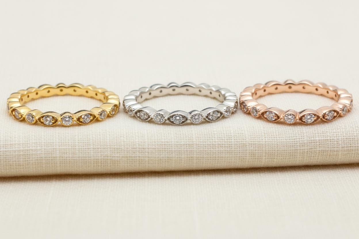 Marquise Cut Diamond Wedding Band, 14k Solid Gold Art Deco Wedding Band ...