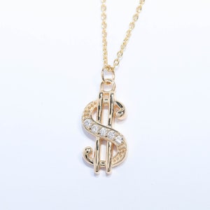 Dollar Sign Pendant Necklace, Dollar Sign Chain, Money Sign Necklace, Money Symbol Necklace, Wealth Pendant