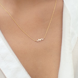 White Sapphire Cluster Necklace / Delicate Layering Necklace Gifts for Her / Dainty Necklace image 3