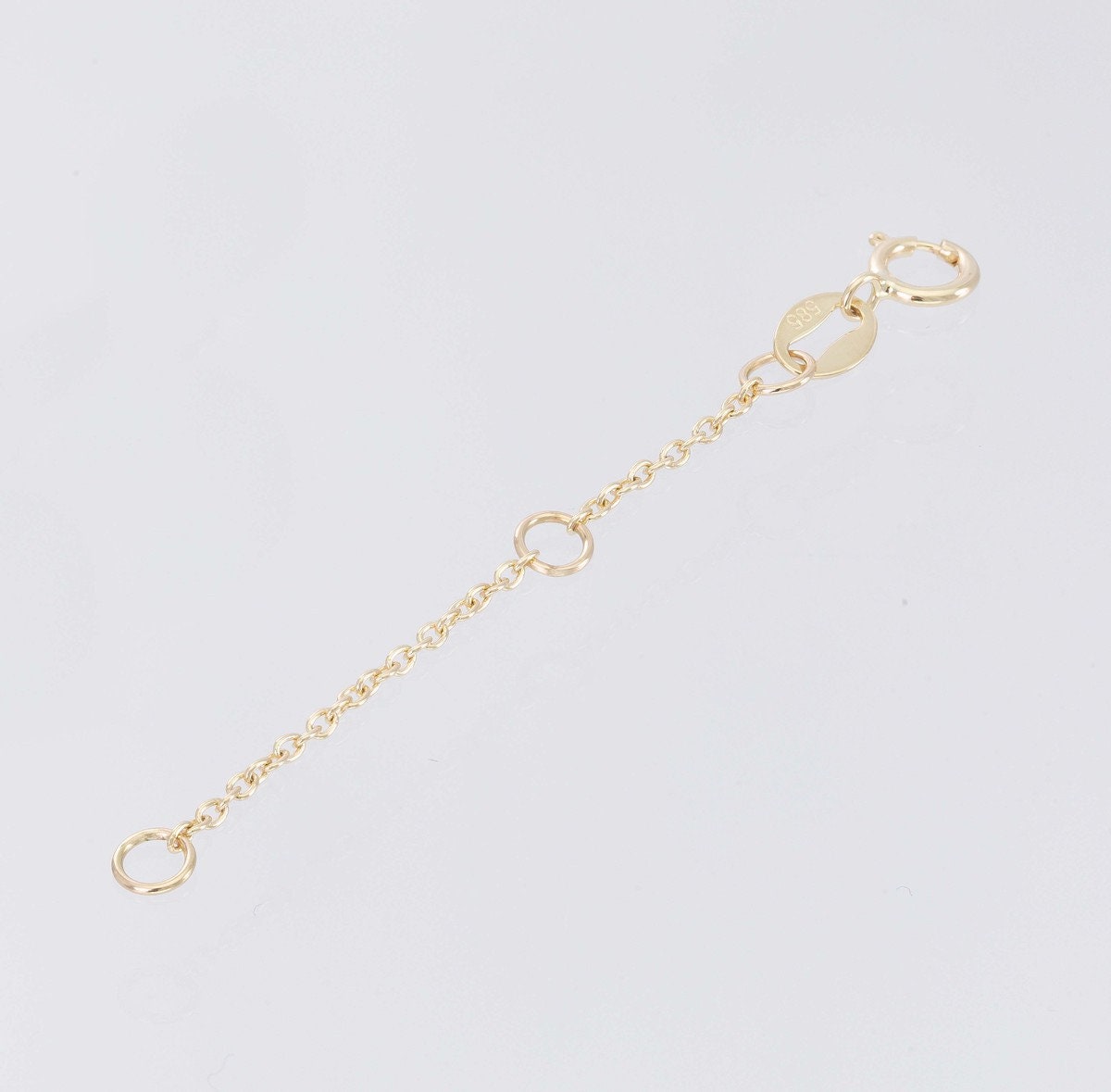 14K Solid Gold Extender, Gold Necklace Extender, Adjustable Link Extension, 14k Gold Cable Chain Extender - 1 or 2 inches