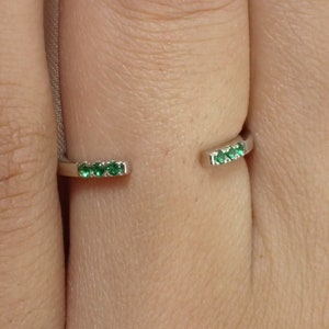 Open Enhancer Band / Emerald Band / May Birthstone Band / Delicate Open Band in 14K Solid Gold / Matching Stackable Ring