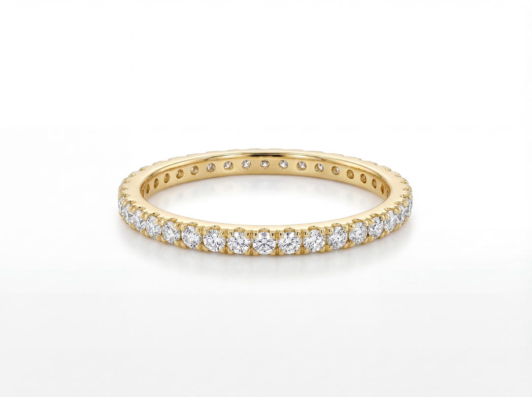 Full Eternity Diamond Wedding Band, 14k Solid Gold Full Eternity Band ...
