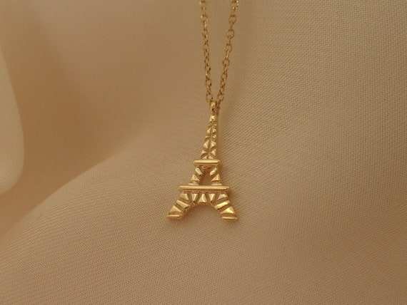 Gold Paris Eiffel Tower Travel Charm Necklace