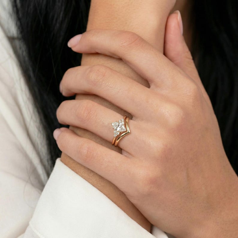 1ct Marquise Moissanite Engagement Ring Set, Marquise Diamond Wedding Ring Set, Promise Ring for Woman, 14K Solid Gold Anniversary Ring Set image 10