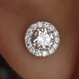 Minimalist Halo Stud Earrings / Diamonds Halo Earrings / Minimalist Earrings / Classic Earrings / Bridesmaid Gift image 2