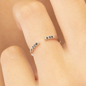Black Diamond Open Ring, Open Enhancer Band, Matching Stackable Ring