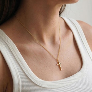 Crucifix Cross Necklace, Crucifix Pendant Necklace, Minimalist Cross Jewelry for Women, Religious Necklace, Christmas Jewelry Gift image 15