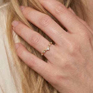 Vintage Moissanite Wedding Ring, Unique Curved Band, Vintage Anniversary Ring Gift for Women image 12