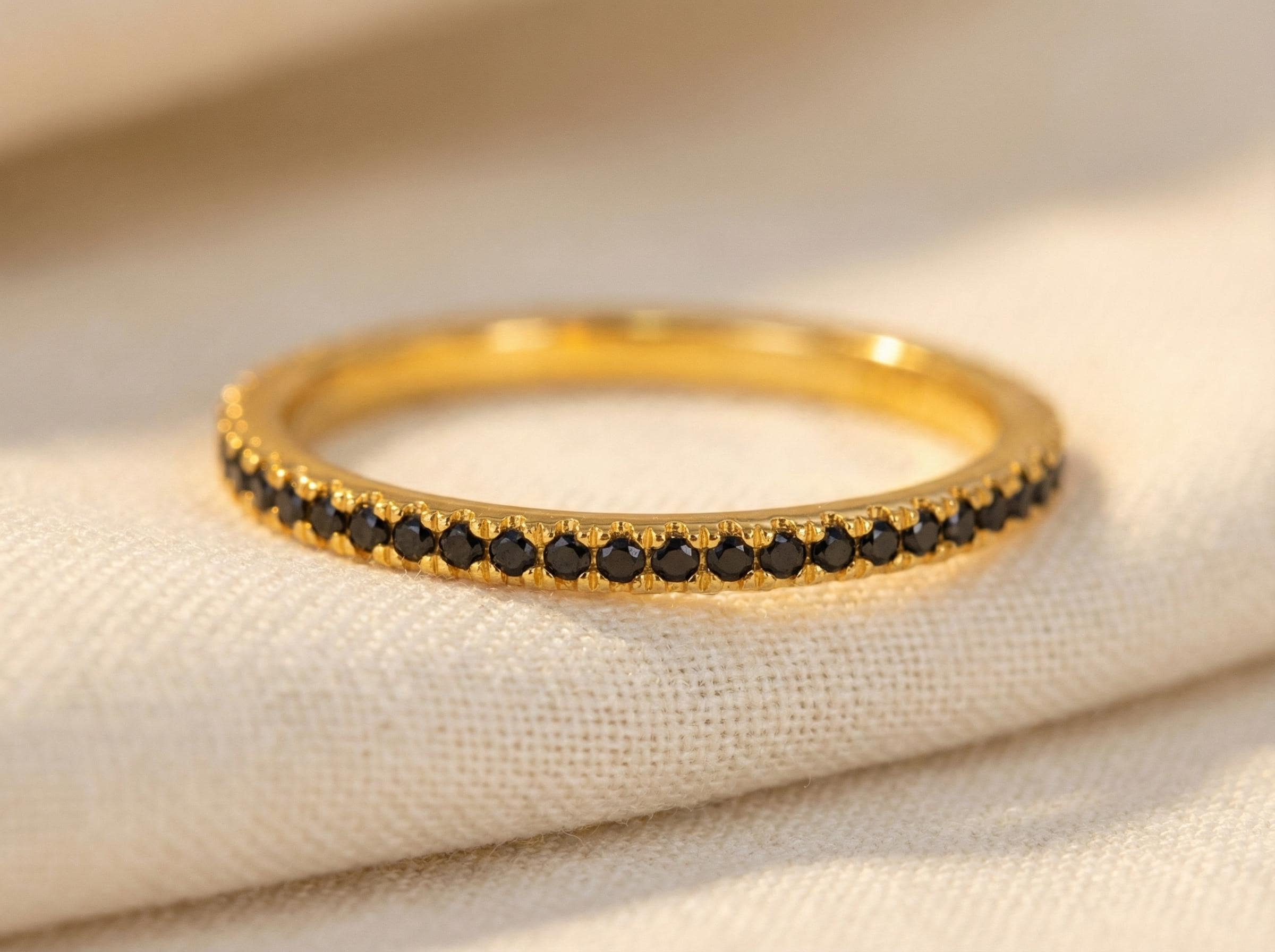 Black Diamonds Wedding Band, Micro Pave Full Eternity Band, Thin Dainty Black Diamonds Wedding Band, Micro Pave Full Eternity Band, Thin Dainty